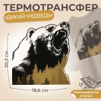 Термотрансфер «Дикий медведь», 18,6 × 20,3 см, цена за 1 лист