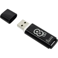 Флеш-память Smartbuy Glossy, 8Gb, USB 2.0, чер, SB8GBGS-K