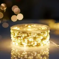 Гирлянда «Нить» 200 м роса, IP44, серебристая нить. 2000 LED, пульт, 36 В, свечение тёплое белое