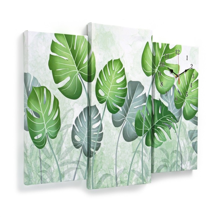 Часы настенные модульные, серия: Интерьер,  Часы настенные модульные, серия: Интерьер, "Кувшинки", 60 х 80 см