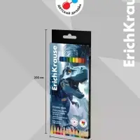 Карандаши 12 цветов, ErichKrause Techno Dino, пластиковые, шестигранные
