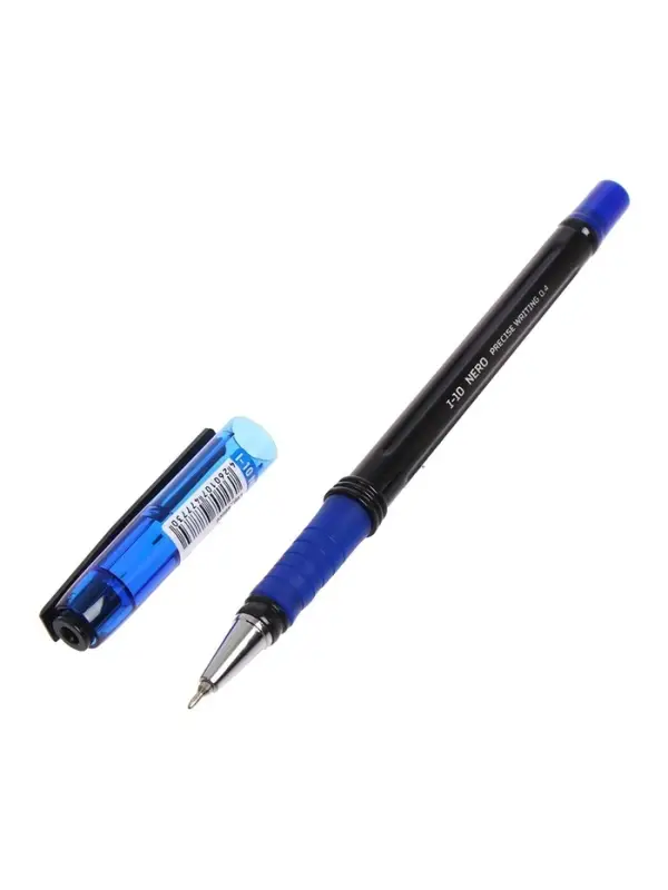 Ручка шариковая Berlingo. I-10 Nero, синий стержень, узел 0.4 мм, резиновый упор