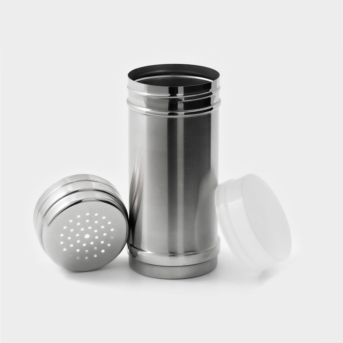 Баночка для сахарной пудры и корицы, 400 мл, нерржавеющая сталь, серебристая Баночка для сахарной пудры и корицы, 400 мл, нерржавеющая сталь, серебристая