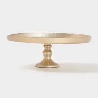 Блюдо для торта &laquo;Кувшинка&raquo;, d=28 см, на ножке, стекло, золотистое