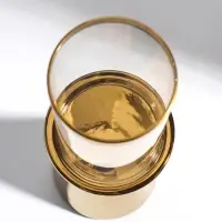 Подсвечник на 1 свечу &laquo;Гладь&raquo;, керамика, стекло, d=8 см, золото, 10&times;10&times;29.5 см