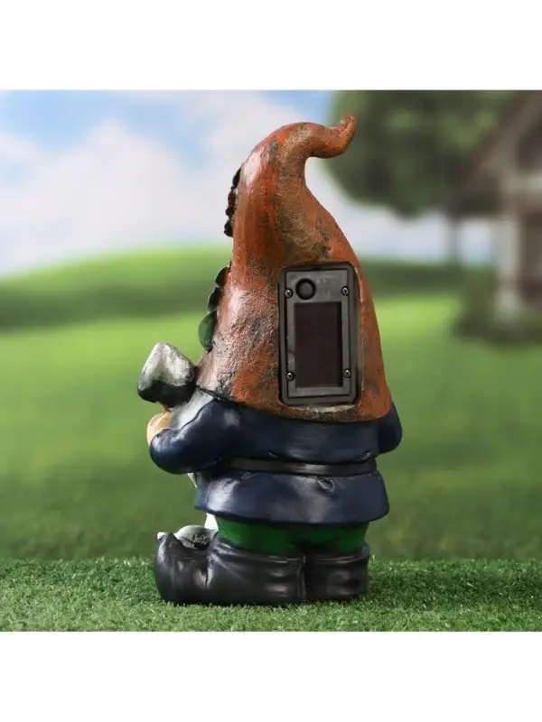 Садовая фигура - фонарь из полистоуна &laquo;Гном садовод&raquo;, 16&times;13&times;27 см, Greengo