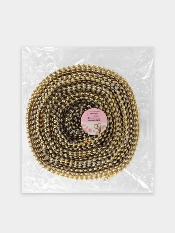 Лента с имитацией выпуклых страз, 5.75 см, 9&plusmn;1 м, цвет золотой