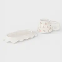 Чайная пара &laquo;Райское наслаждение&raquo;, 2 предмета: блюдце 21&times;12&times;1.5 см, чашка 190 мл, керамика, белая, розовая