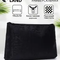 Косметичка-пенал на молнии, маленькая, с буквами, чёрная