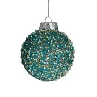 Ёлочные игрушки &laquo;Аустен&raquo;, шары новогодние, d=8 см, 4 шт., паутинка, бирюзовый