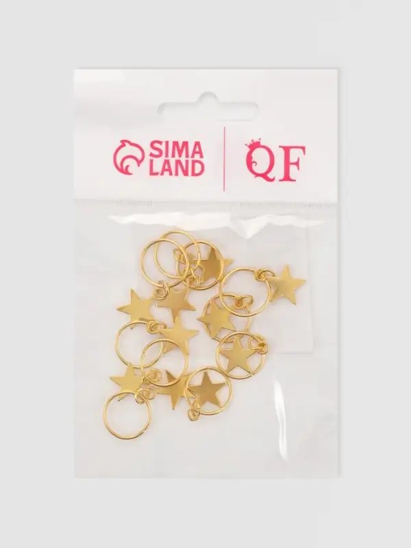 Пирсинг для волос &laquo;Звезда&raquo;, 2.8&times;1.3 см, 10 шт., цвет золотистый