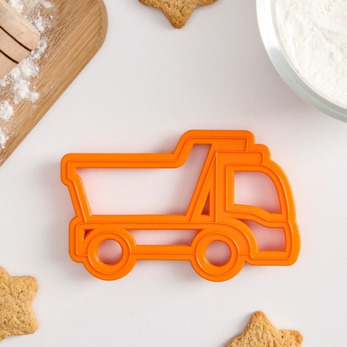 Форма для печенья «Грузовик», вырубка, штамп, 11,5×7,5×1,5 см, оранжевая