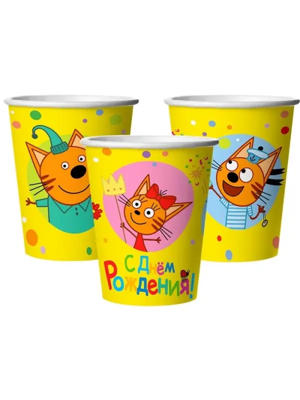 Стаканы  "Три Кота, Яркий праздник" 6 шт.(250 мл)