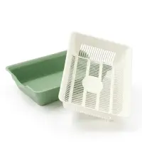 Туалет для кошек глубокий, 36&times;25&times;9 см, с сеткой, белый, мятный