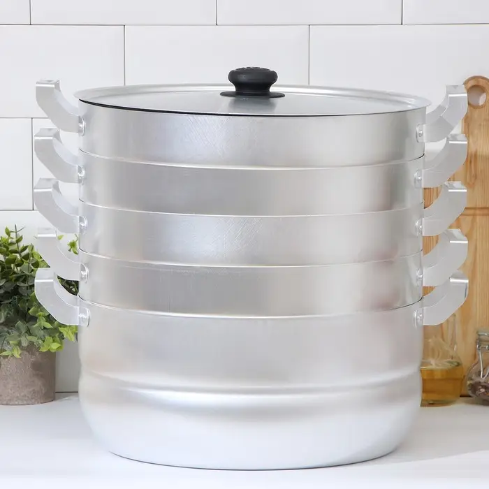 Манты-казан, 13 л, d=30 см, с 4 сетками, высота секции 5 см, с крышкой, штампованный алюминий