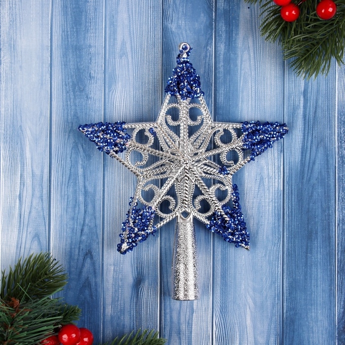Наконечник Наконечник "Звезда кружевная" 17х14 см, серебристо-синий
