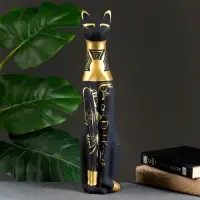 Фигура керамика &laquo;Кот Египетский&raquo;, роспись, чёрный, 10&times;10&times;41 см