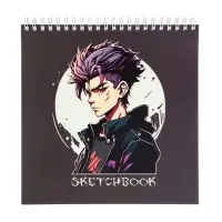 Скетчбук 190 х 190 мм, 60 листов на гребне "Аниме мальчик", обложка мелованный картон, твёрдая подложка, блок 100 г/м&sup2;