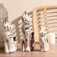 Сувенирный набор дерево "Кошки белые" (15,20,25) 15х8х25 см