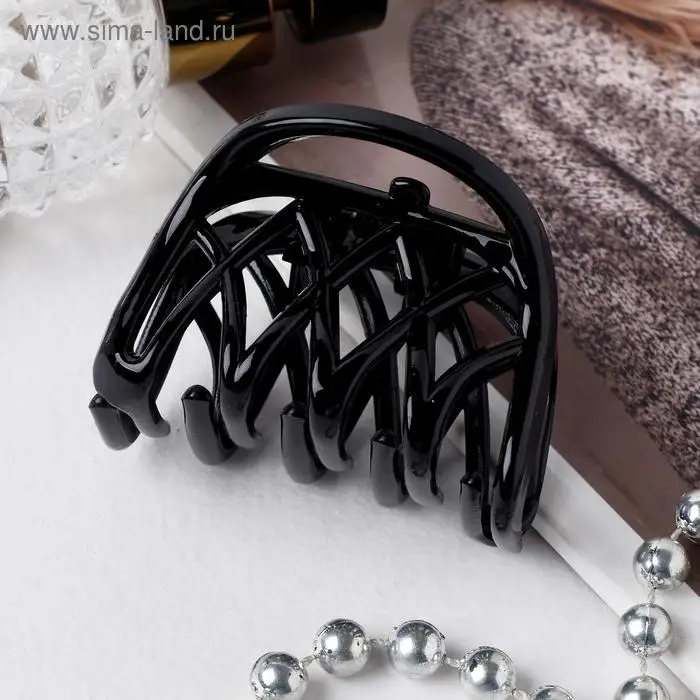 Крабик для волос «Глянец», ромбы, 5.7 см, чёрный Крабик для волос «Глянец», ромбы, 5.7 см, чёрный