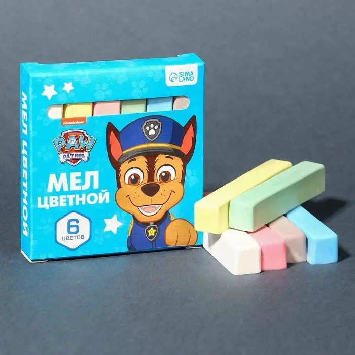 Мелки цветные школьные, 6 цветов, Paw Patrol Мелки цветные школьные, 6 цветов, Paw Patrol