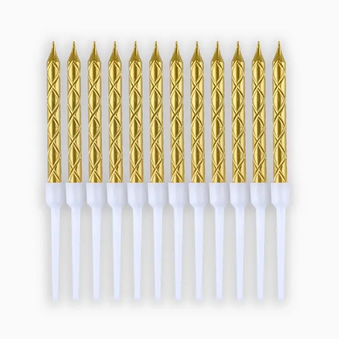 Свечи для торта, золото, 12 шт., 11&times;0.5 см
