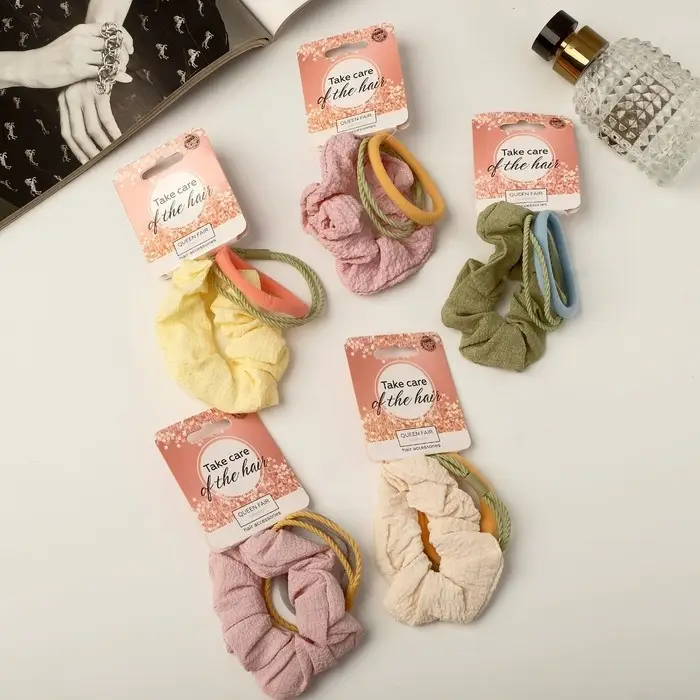 Резинка для волос "Эмилия" (набор 3 шт) жатка, микс