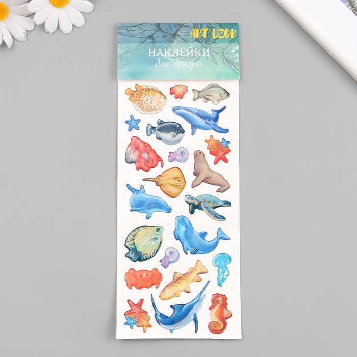 Наклейка пластик Наклейка пластик "Переливы. Морские жители" 9,5х24,5 см