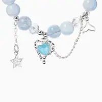 Браслет с подвесками &laquo;Сахарный. Сердце текучее&raquo;, d=6 см, шар № 10/8, голубой в серебре