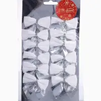 Ёлочные игрушки 12 шт. &laquo;Зимнее волшебство. Бант&raquo; пластик, 5.5&times;5 см, серебристо-белый