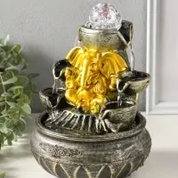 Фонтан настольный от сети, подсветка "Ганеша у фонтана" 16х16х23 см