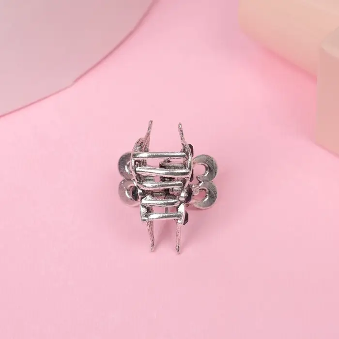 Крабик для волос &laquo;Синий туман&raquo;, крыло бабочки, 2.5 см, серебристый