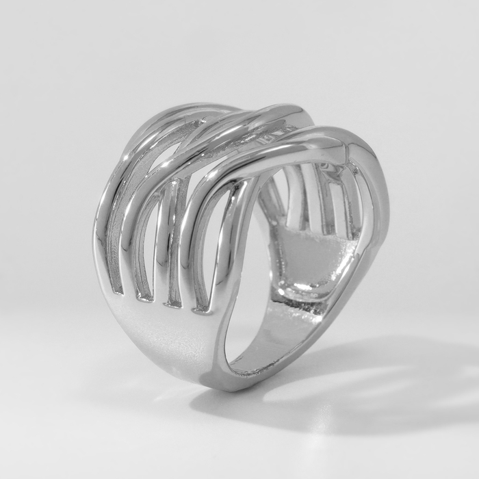 Кольцо металл «Тренд» тройное переплетение, цвет серебро, размер 17