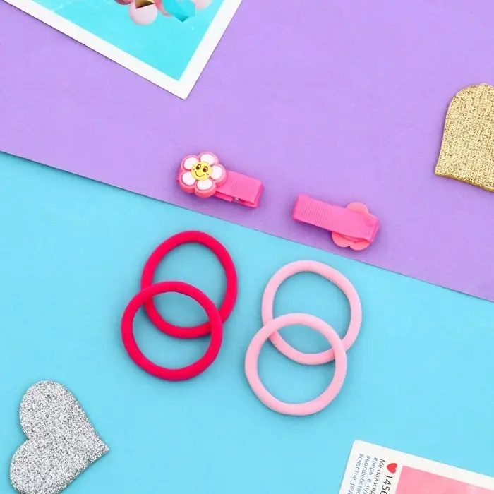 Набор для волос Набор для волос "Крохотуля" (4 резинки, 2 зажима 3,5 см) ромашка, розовый