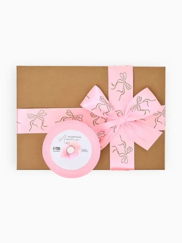 Лента атласная &laquo;Бантики&raquo;, тиснение, 4 см &times; 23 м (&plusmn;1 м)