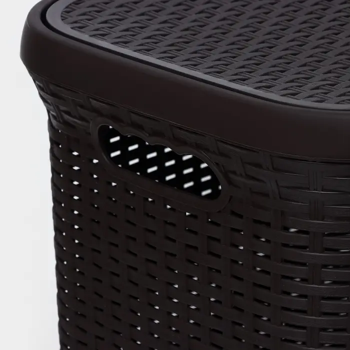 Корзина бельевая &laquo;Ротанг&raquo;, 60 л, 34.6&times;44.5&times;56 см, с крышкой, коричневая