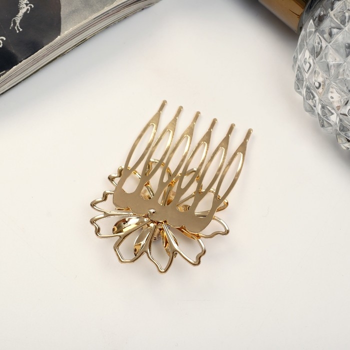 Гребень для волос «Либерти», горный цветок, 5.5×3.5 см, золото