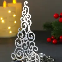 Подсвечник на 1 свечу «Ёлка новогодняя нарядная», металл под хром, 10×7.5×13.5 см