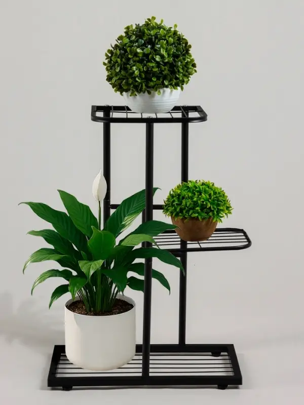 Подставка для цветов Greengo, 3 полки, 43&times;22&times;57 см, напольная, металл, чёрная