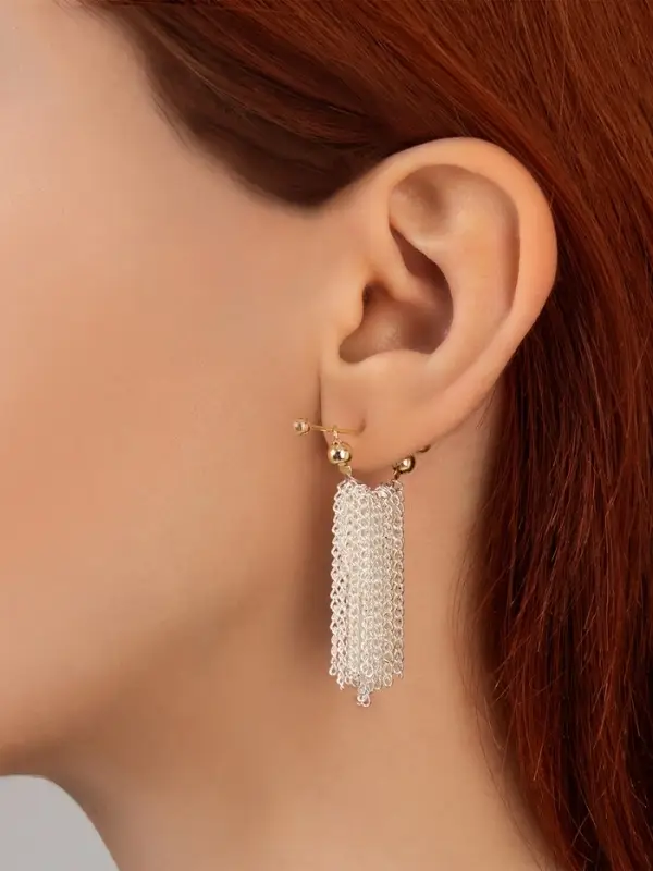 Серьги металл &laquo;Цепи&raquo;, сборка, цвет серебряно-золотой, 2 см