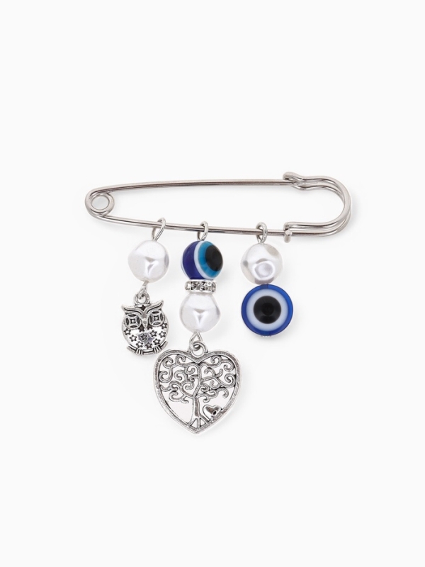 Булавка-оберег «Дерево семейного счастья», 5см, цвет синий в серебре