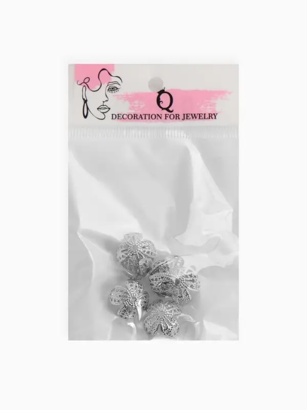 Шапочки для бусин (набор 10 шт.), СМ-051-1, 14&times;14&times;7 мм, цвет серебро