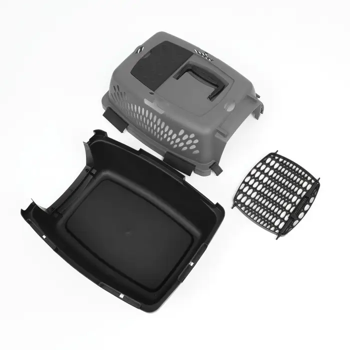 Переноска для животных, 40&times;32&times;26, с пластиковой дверью, серая