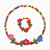 Набор детских украшений Выбражулька &laquo;Цветочное настроение&raquo;, 2 предмета: бусы, браслет d=6 см МИКС