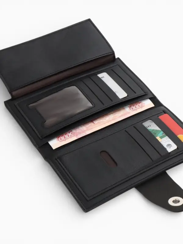 Портмоне мужское &laquo;Кайс&raquo;, на магните, отдел для карт, монет, чёрное