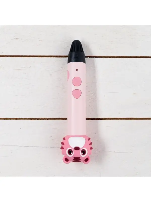 3D ручка Тигрёнок, работа с пластиком PLA, USB кабель питания, розовая