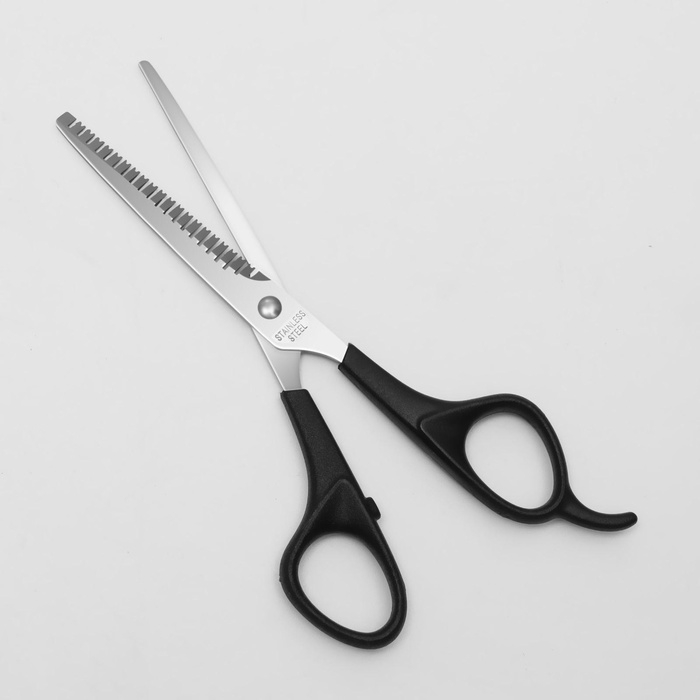 Ножницы филировочные с упором, лезвие — 6 см, цвет чёрный Ножницы филировочные с упором, лезвие — 6 см, цвет чёрный