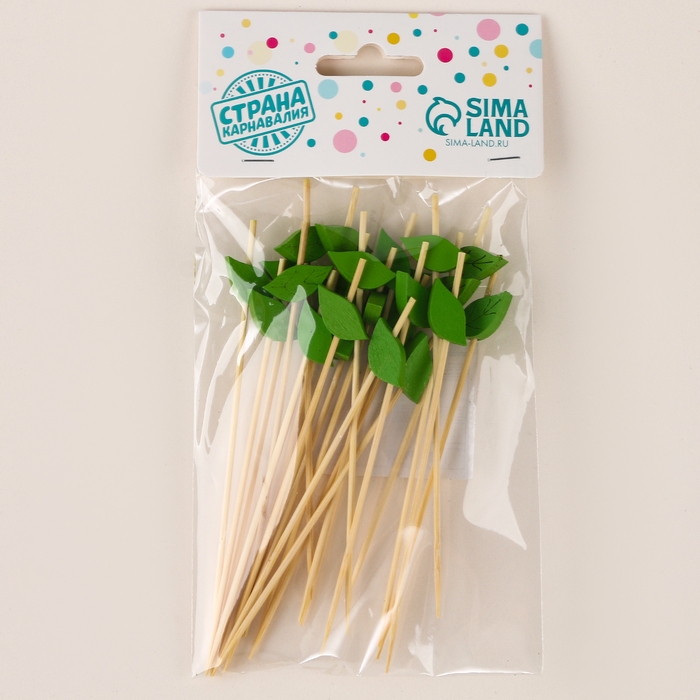 Шпажки для канапе «Листья» набор 24 шт., цвет зелёный Шпажки для канапе «Листья» набор 24 шт., цвет зелёный