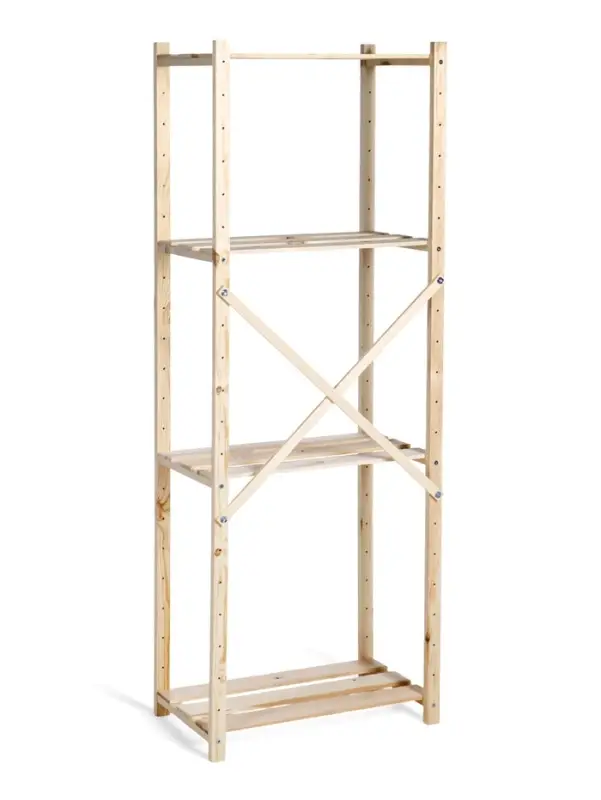 Стеллаж деревянный, 4 полки, 140×50×28 см, напольный, с регулируемыми полками Стеллаж деревянный, 4 полки, 140×50×28 см, напольный, с регулируемыми полками
