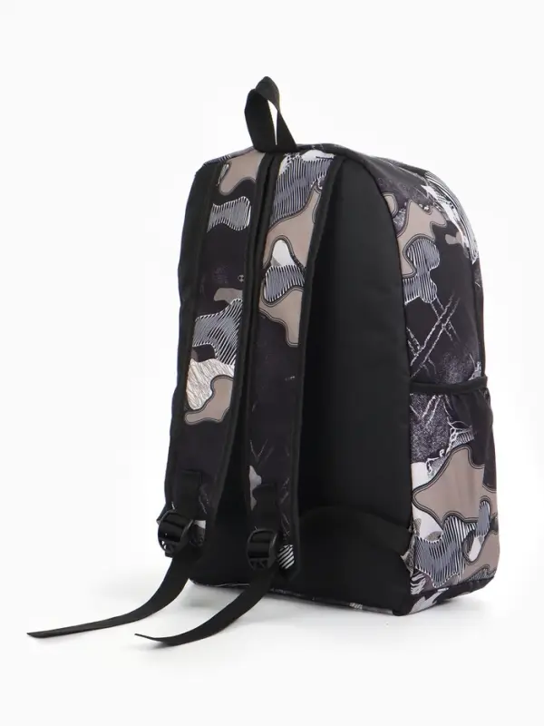 Рюкзак школьный, с карманами, с абстрактным принтом, 30&times;13&times;42 см, чёрный